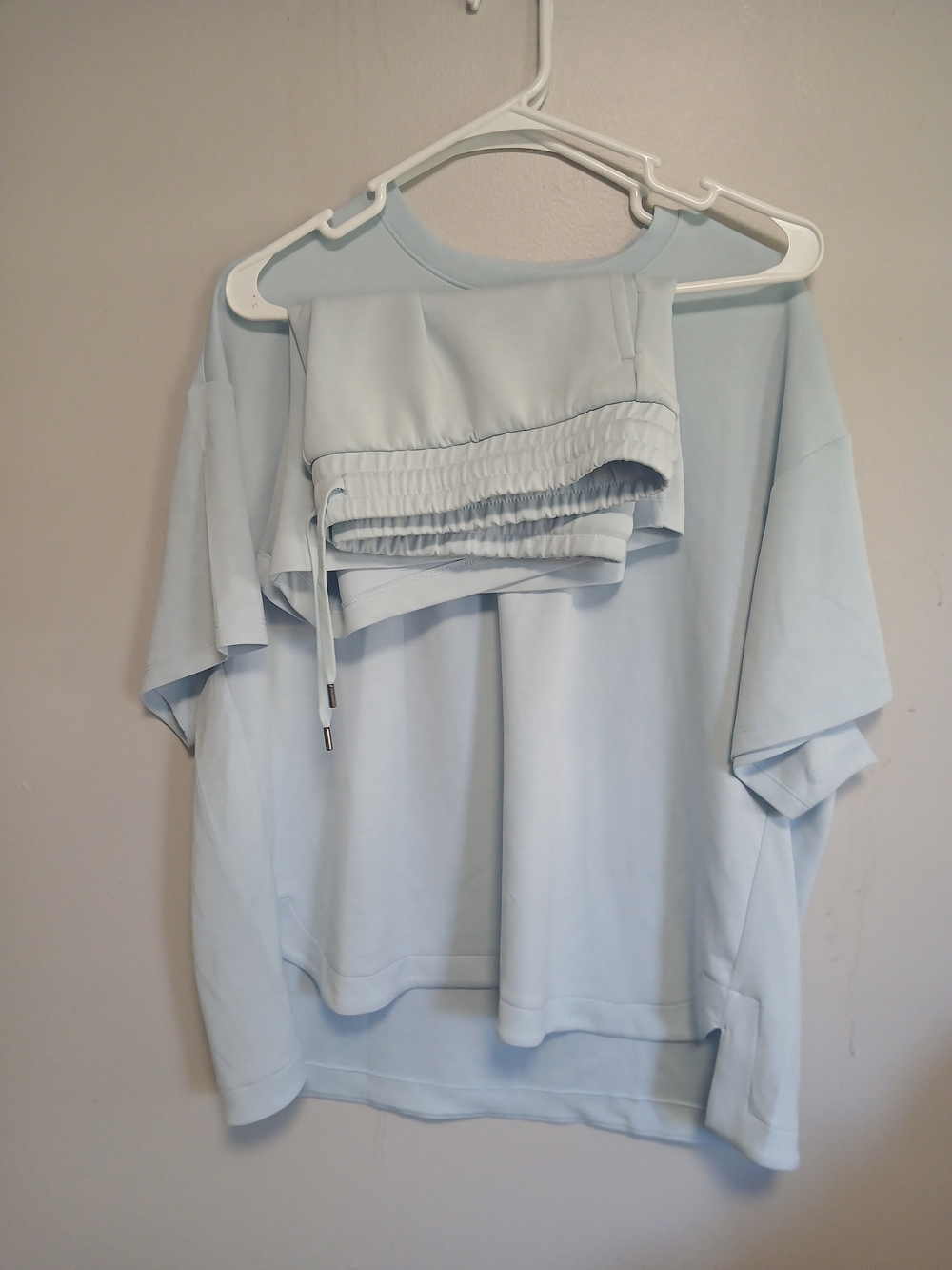 Member Mark Se Women’s Light Blue Relaxed Sweatshirt and Matching Shorts Set